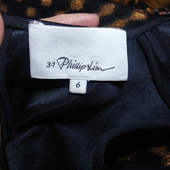 3.1 Phillip Lim Black/Bronze Minimalist Wool & Silk Leopard Print Sheath Dress - Picture 7 of 10